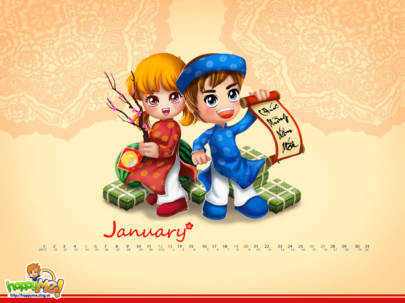 Hình nền lịch hai tháng đầu năm 2013 của HappyMe - Ảnh 2